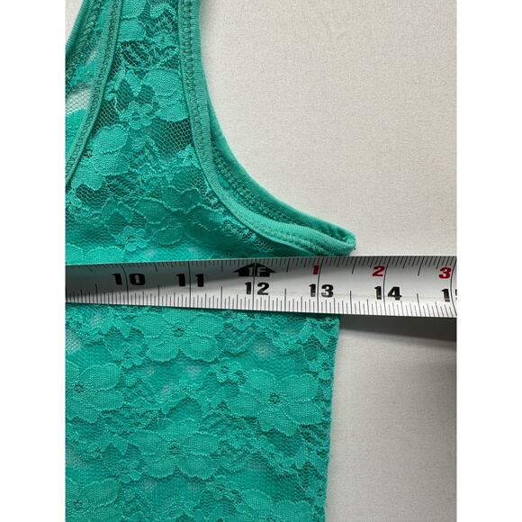 Y2K Aeropostale Teal Lace Sheer Tank Top Small Fairygrunge Coquette - Picture 4 of 7